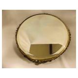 OLD 10" Wide Plateau Footed Beveled Mirror
