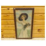 Vintage Print "Lady w/Locket & Roses" By Artist