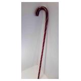 Vintage Hand Blown Art Glass Red w/Blue & White