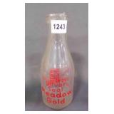 9ï¿½" Vintage Meadow Gold Butter Glass Milk Bottle