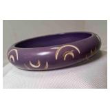 Vintage Purple Bangle Bracelet w/Carved Crescent