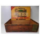 Vintage El Dallo Wood Cigar Box w/Tax Stamps