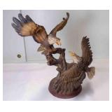 Two Fighting Bald Eagle Resin Figurine Sculpture