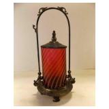 Victorian Sliver Plate Pickle Castor w/Cranberry