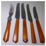 Butterscotch Bakelite Handles 3 Butter Knives &