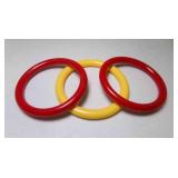 3 Vintage Red & Yellow Plastic Bangle Bracelets