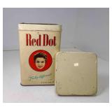 Vintage Red Dot Cigar Tin w/Tin Cover w/Scrapes