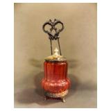 Victorian Sliver Plate Pickle Castor w/Cranberry