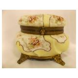 Wave Crest Footed Opaque Opal Glass Box w/Hinged