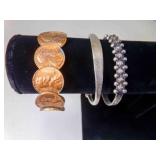 3 Vintage Cuff Bracelets - 1 Personalized "Angie"