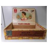 Vintage Flor de Melba Wood Cigar Box w/Tax Stamp