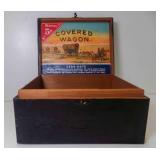 Vintage Covered Wagon Wood Cigar Box w/Closing