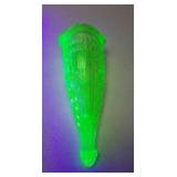 Antique Vaseline Glow Green Uranium Glass Bud Vase