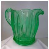 O Green Glow Uranium Glass Creamer Pitcher