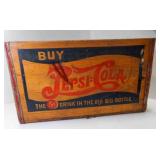 Tall Pepsi-Cola Wood Crate w/Red Letters & Metal