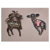 Vintage Blue Enamel Lamb w/Red Eyes & Pink Belly