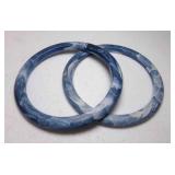 2 Vintage Blue-Gray Marbled Plastic Lucite? Bangle