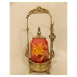 Victorian Sliver Plate Pickle Castor w/Cranberry