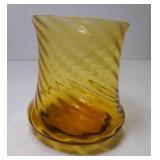 Hand Blown Amber Twisted Art Glass Tumbler