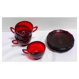 5 Vintage Ruby Red saucers & Royal Ruby saucers