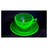 Vintage Federal Raindrops glassware- 3 saucers