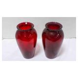 Vintage Anchor Hocking Ruby Red ruffled bud vase