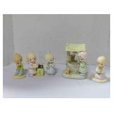 4 Precious Moments figurines & 1 music