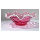 Vintage Fenton Cranberry Snow Crest Bowl