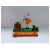 Vintage cast iron trick dog mechanical coin bank