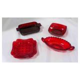 Vintage LG Wright red Daisy & Button glass ashtray