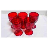 Vintage Fostoria Argus Ruby Goblets x5