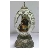 Vintage Wallace enamel silver musical Xmas egg