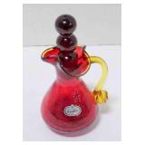 Vintage Amberina crackle glass cruet/pitcher