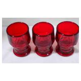 3 Ruby Red Georgian Honeycomb Tumblers x3