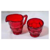 Vintage Viking Ruby Red Georgian creamer & sugar