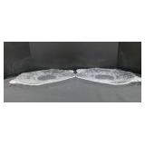 Cambridge Rose Point etched glass handle platters