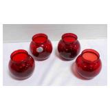 Vintage Anchor Hocking Ruby Red Ivy Ball vases x4