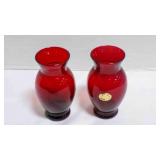 Vintage Anchor Hocking Ruby Red bud vases x2