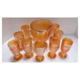 Vintage Iris & Herringbone carnival glass pitcher