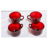 Vintage Arcoroc Ruby Red punch cup x4