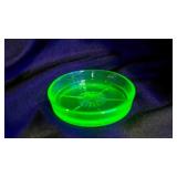 Vintage Federal set 4 coasters Vaseline glass