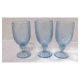 3 Fostoria Monet light blue footed water goblets