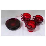 Vintage Anchor Hocking Ruby Red saucers/tea cups