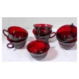 Vintage Anchor Hocking ribbed Ruby Red tea cups