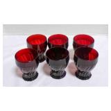Vintage Anchor Hocking Ruby Red Swirl tumblers x6