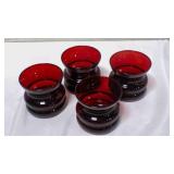 Vintage Anchor Hocking Ruby Red Spittoon vase x4