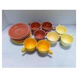 Fiestaware Classic Rim - 8 teacups and 7 saucers