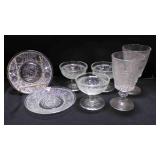 2 Vintage Sandwich glass custard cup plate