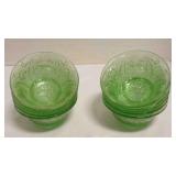 Vintage green Tiara glass Sandwich bowls x10