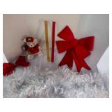 Vintage 1998 K-mart Xmas Bear; Xmas Tinsel Garland